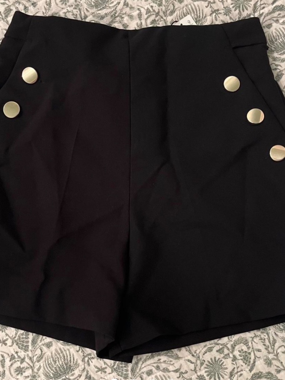 Rachel Zoe Black Shorts with Gold Sailor Buttons